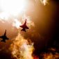 penampakan pesawat yang melintasi langit Jalur Gaza