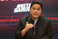 Foto Erick Thohir saat Konferensi Pers PSSI