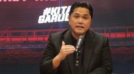 Foto Erick Thohir saat Konferensi Pers PSSI