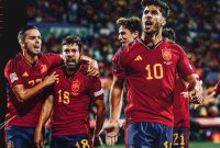 Potret selebrasi goal timnas Spanyol